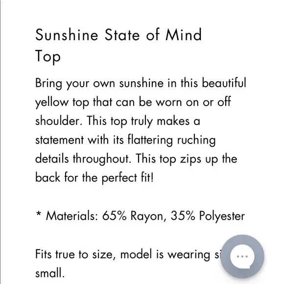 A7 - 362 Vestique yellow ruched sunshine state of mind top size medium - Picture 7 of 15